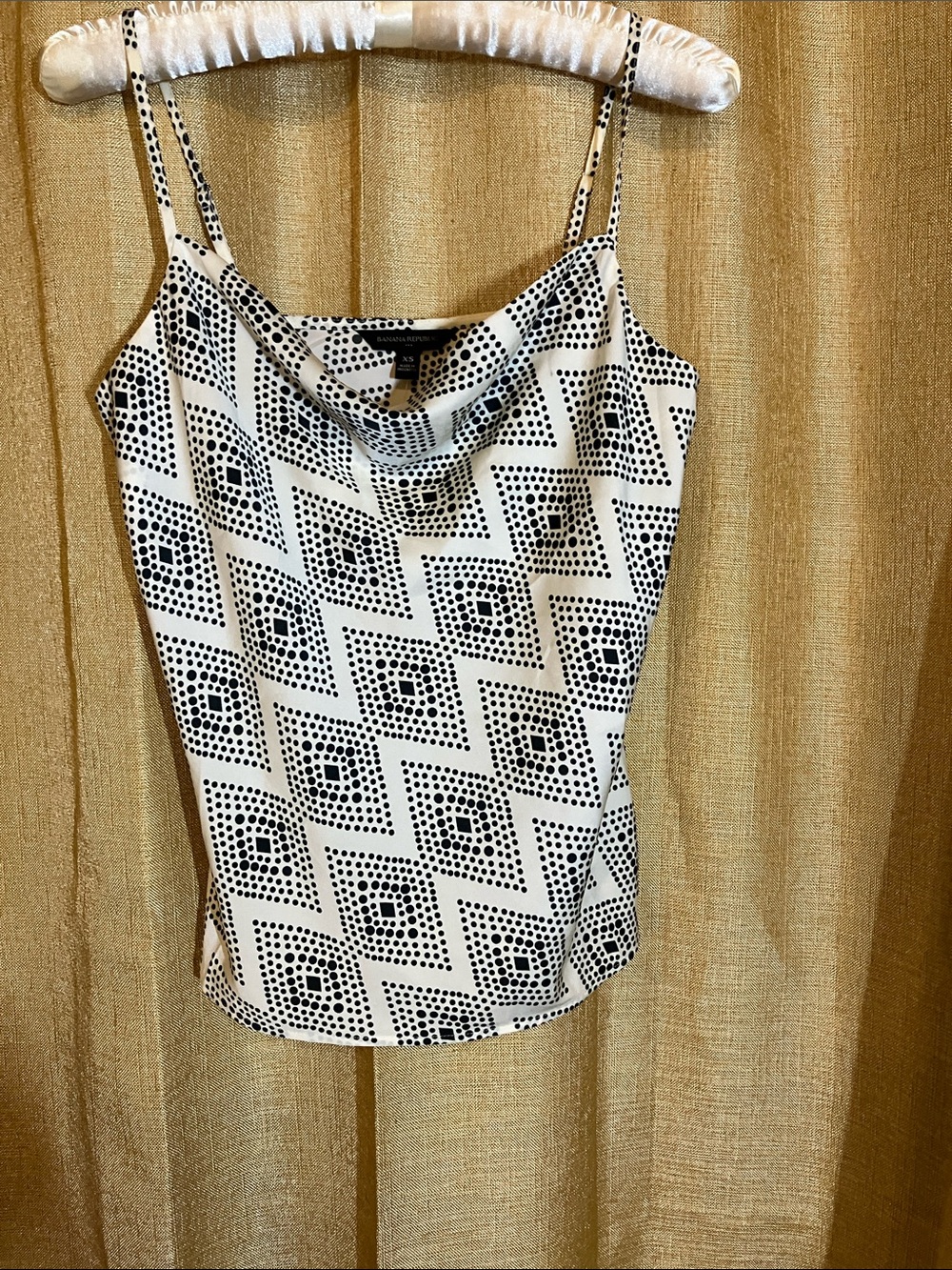 Banana Republic Black & White Zigzag Dot Cowl-Neck Camisole